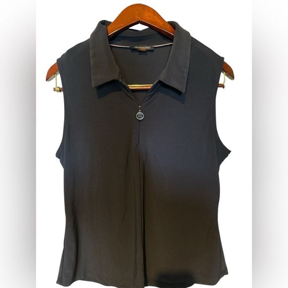Tommy Hilfiger Black Sleeveless Button Down Blouse - Picture 1 of 4